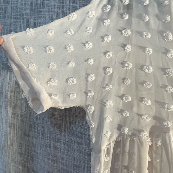 Cream chiffon dress, cream chenille dress - Picture 4 of 4